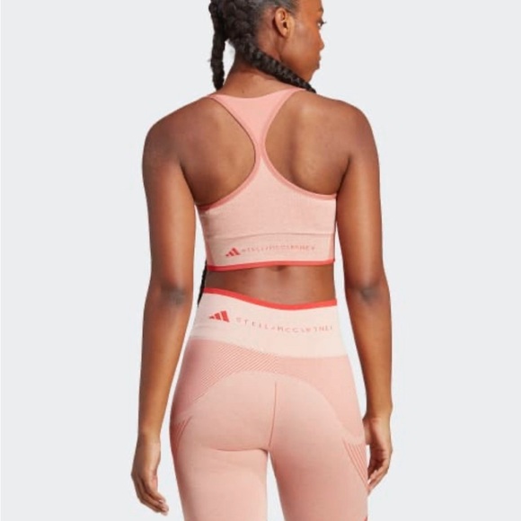 Adidas x Stella McCartney medium sports bra NWT orange burnt cayenne magic earth - Picture 2 of 5